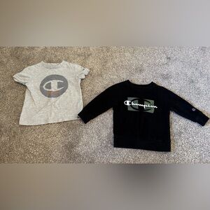 Set of 2 Champion Toddler Boys 2T gray t shirt & black sweat shirt clothes